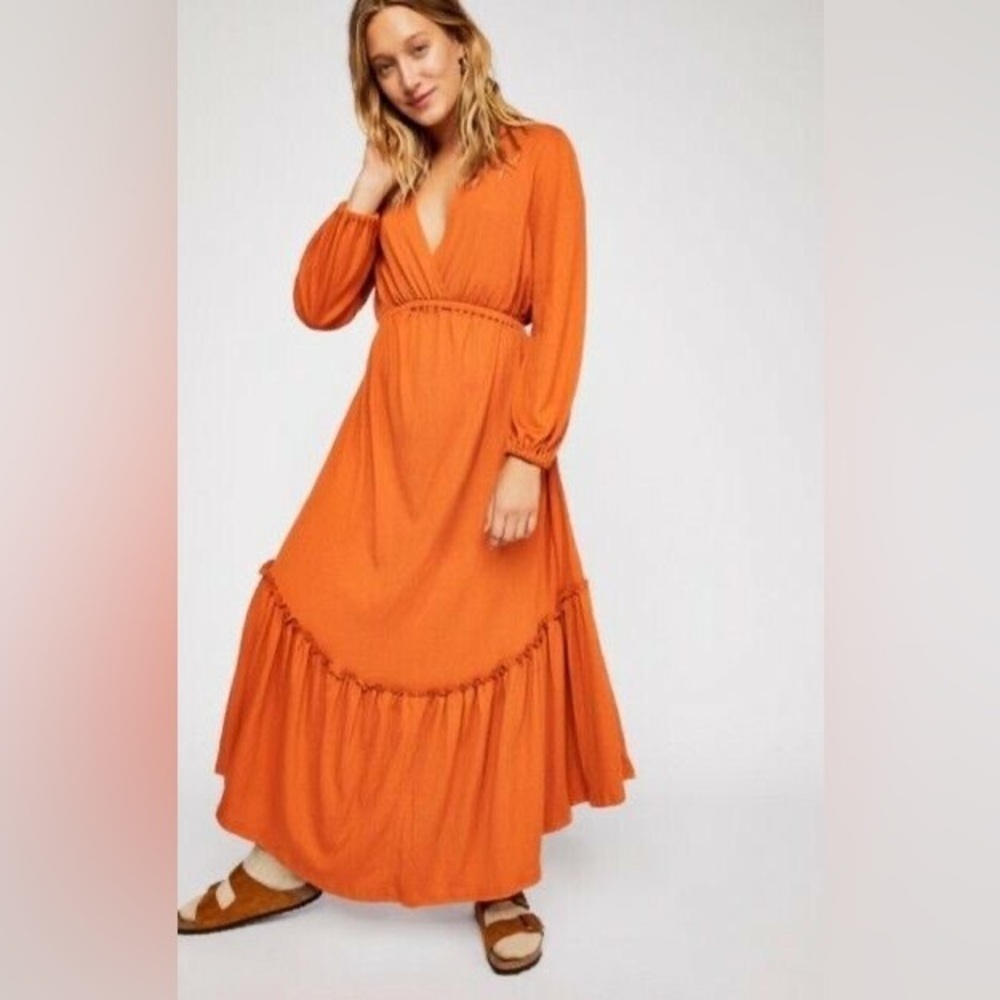 Free People Beach Burnt Orange Pizmo Maxi Dress Size S